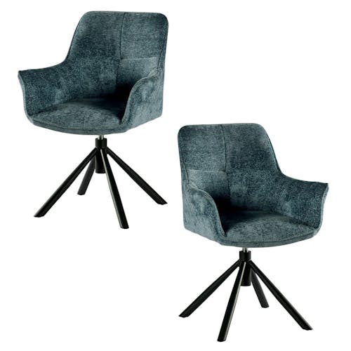 Fauteuil de table pivotant tissu bleu (lot de 2) IENA