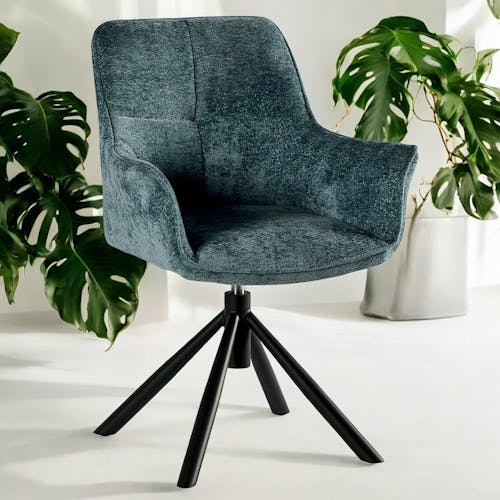 Fauteuil de table pivotant tissu bleu (lot de 2) IENA