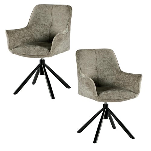 Fauteuil de table pivotant tissu gris (lot de 2) IENA