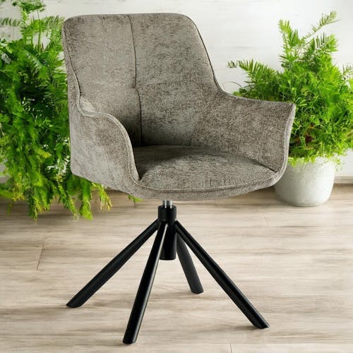 Fauteuil de table pivotant tissu gris (lot de 2) IENA