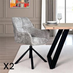 Fauteuil de table pivotant tissu gris (lot de 2) IENA