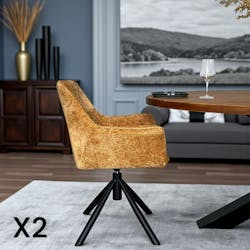 Fauteuil de table pivotant tissu moutarde (lot de 2) IENA