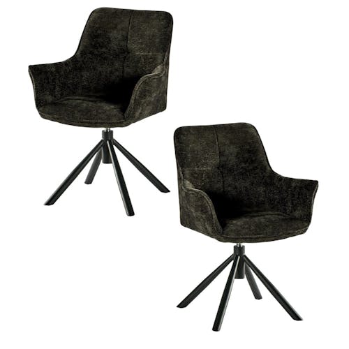 Fauteuil de table pivotant tissu noir (lot de 2) IENA