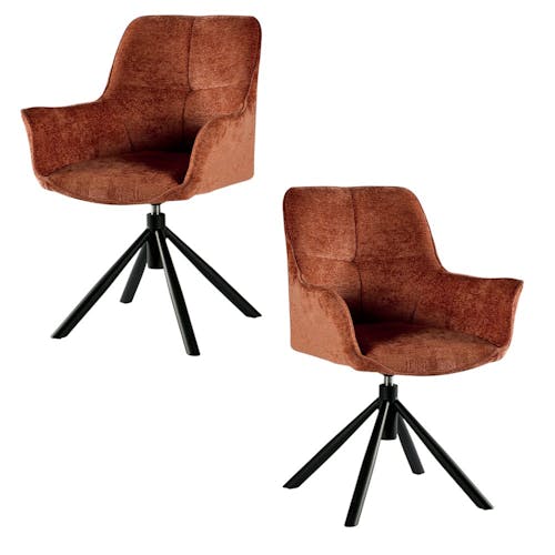 Fauteuil de table pivotant tissu terracotta (lot de 2) IENA