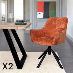 Fauteuil de table pivotant tissu terracotta (lot de 2) IENA