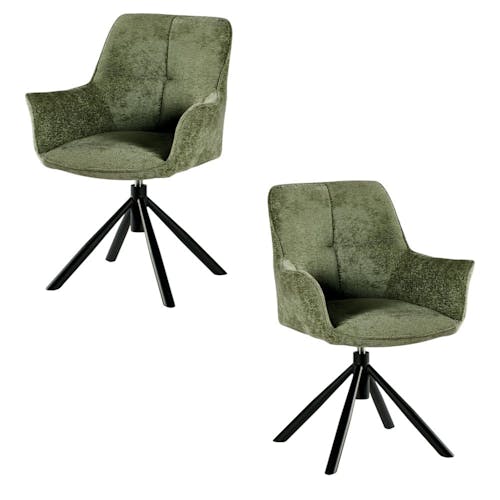 Fauteuil de table pivotant tissu vert (lot de 2) IENA