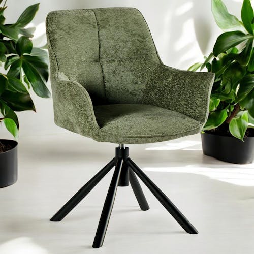 Fauteuil de table pivotant tissu vert (lot de 2) IENA