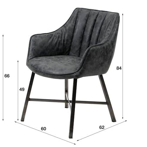 Chaise fauteuil en tissu noir pieds metal style contemporain