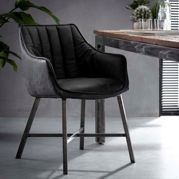 Chaise fauteuil en tissu noir pieds metal style contemporain