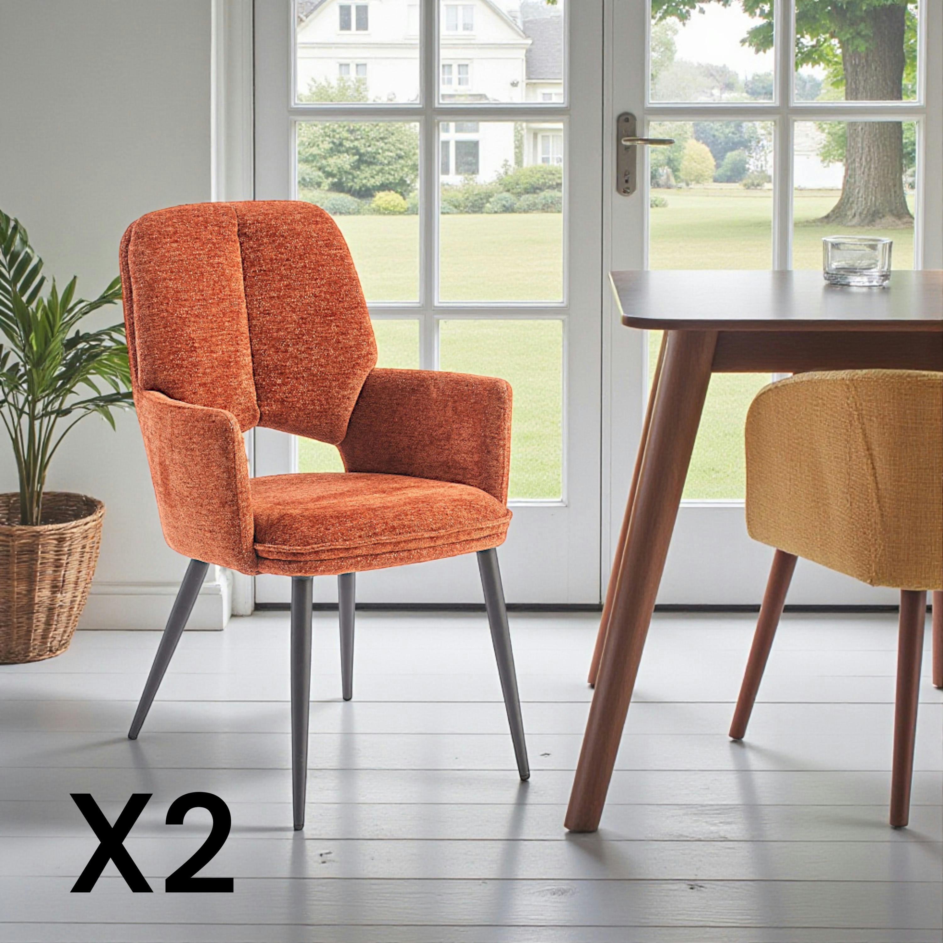 Fauteuil de table rouille à dossier ouvert (lot de 2) LIGURIE