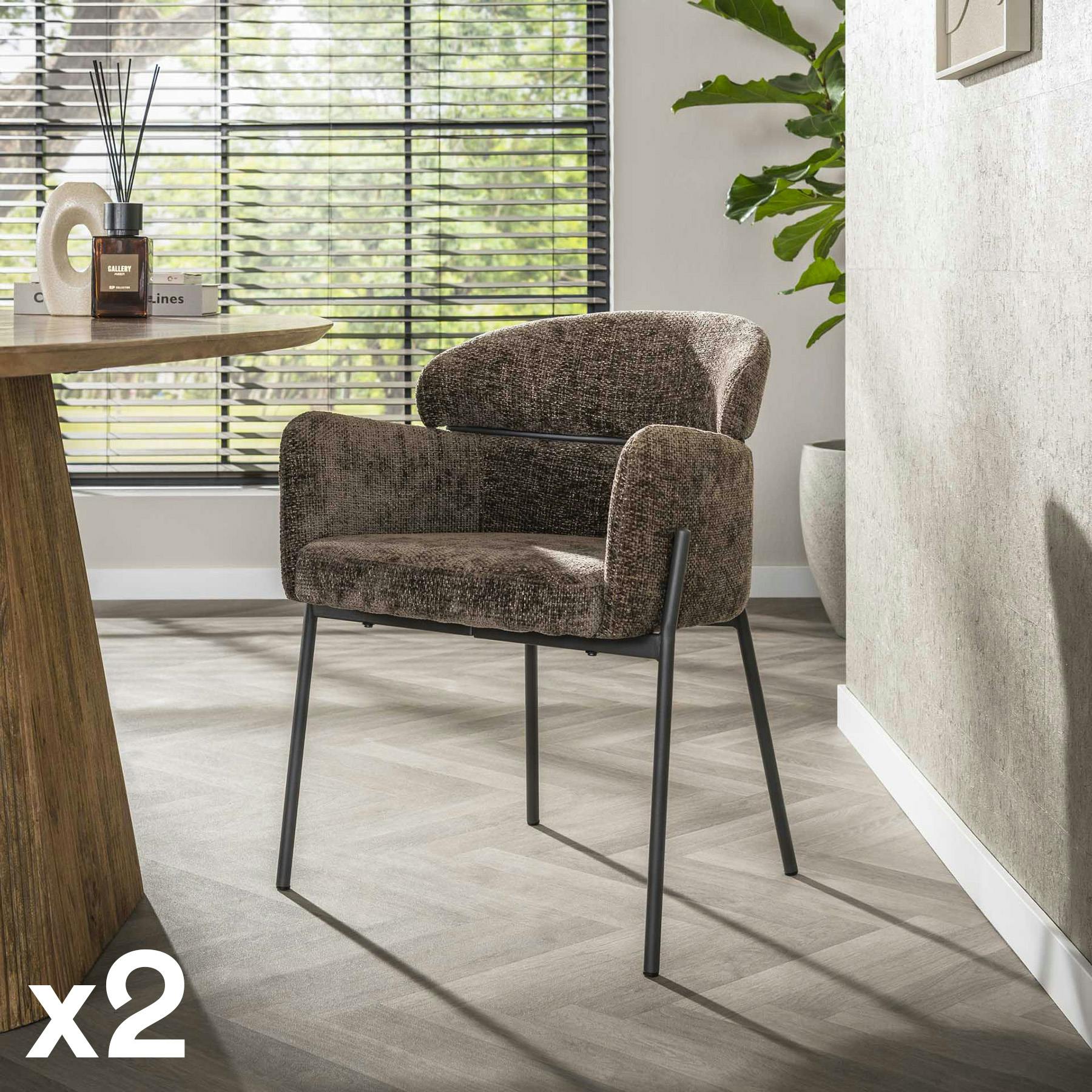 Fauteuil de table taupe dossier rond (lot de 2) GALWAY