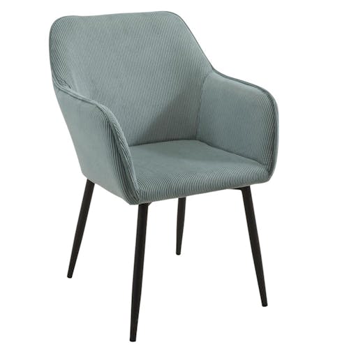 Fauteuil de table tissu cotelé bleu (lot de 2) MALMOE