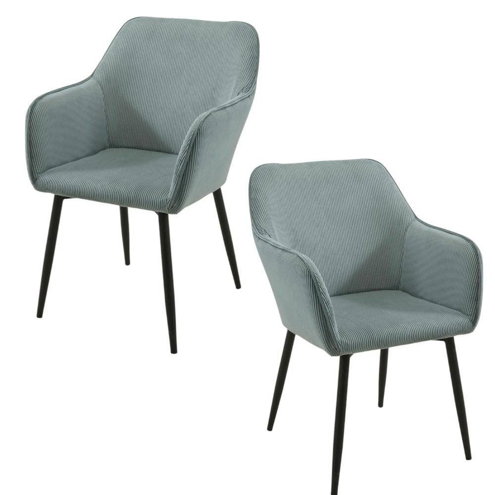 Fauteuil de table tissu cotelé bleu (lot de 2) MALMOE