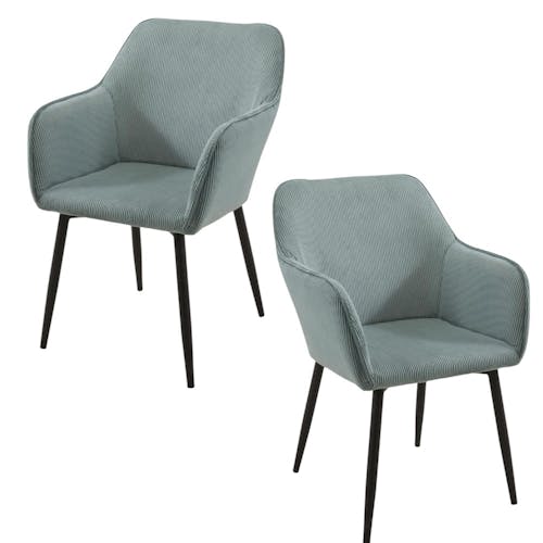 Fauteuil de table tissu cotelé bleu (lot de 2) MALMOE