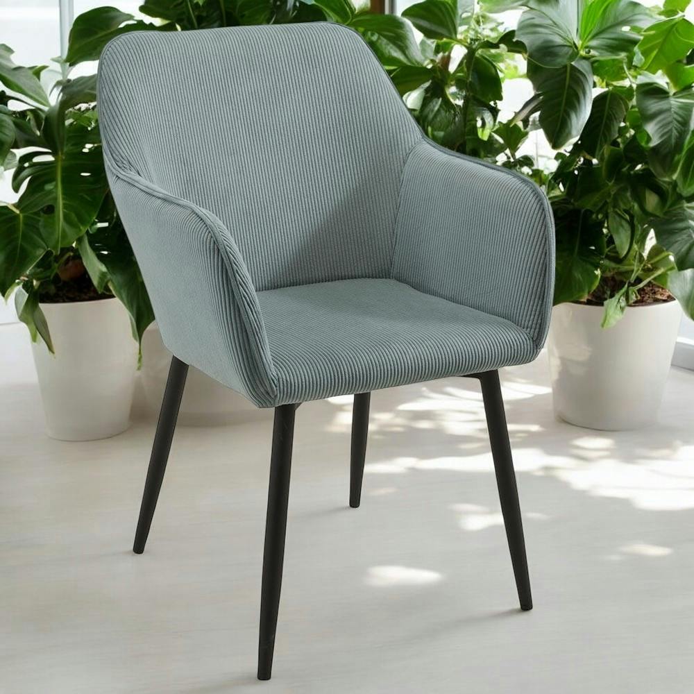 Fauteuil de table tissu cotelé bleu (lot de 2) MALMOE