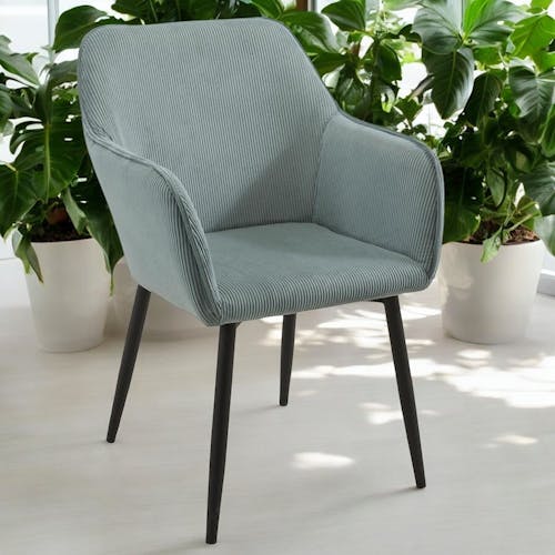 Fauteuil de table tissu cotelé bleu (lot de 2) MALMOE