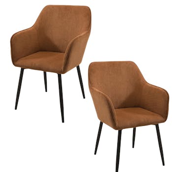 Fauteuil de table tissu cotelé brun (lot de 2) MALMOE