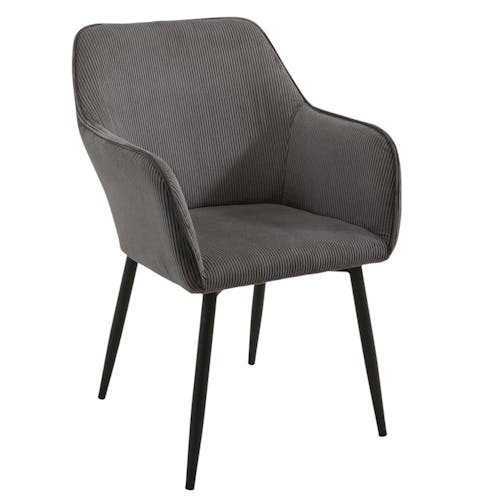 Fauteuil de table tissu cotelé gris (lot de 2) MALMOE