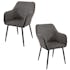 Fauteuil de table tissu cotelé gris (lot de 2) MALMOE