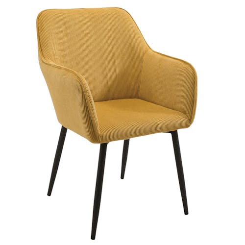 Fauteuil de table tissu cotelé moutarde (lot de 2) MALMOE