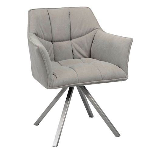 Chaise fauteuil en tissu gris pieds metal de style contemporain