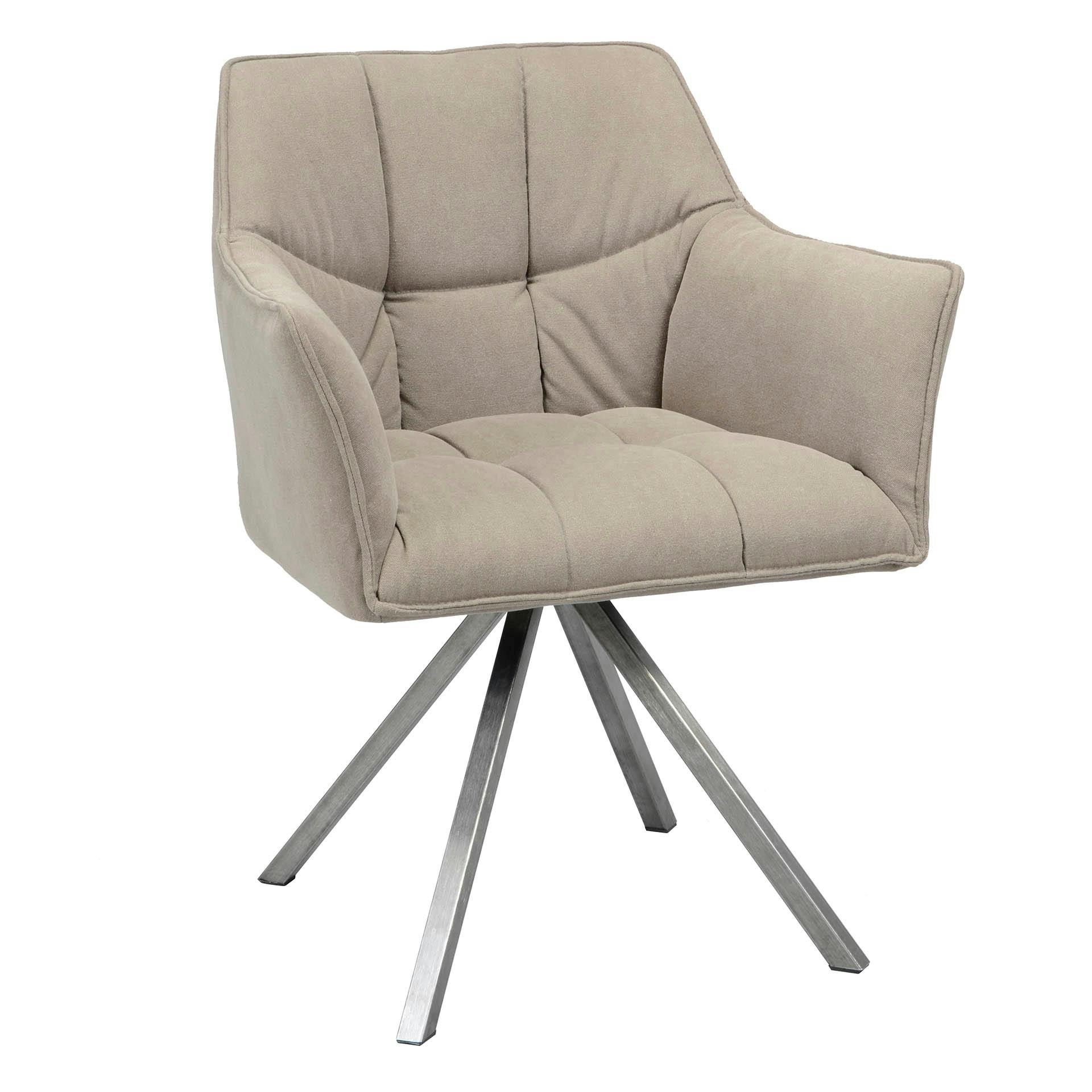 Chaise fauteuil en tissu beige pieds metal de style contemporain