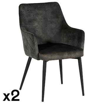 Fauteuil de table velours vert kaki (lot de 2) MALMOE