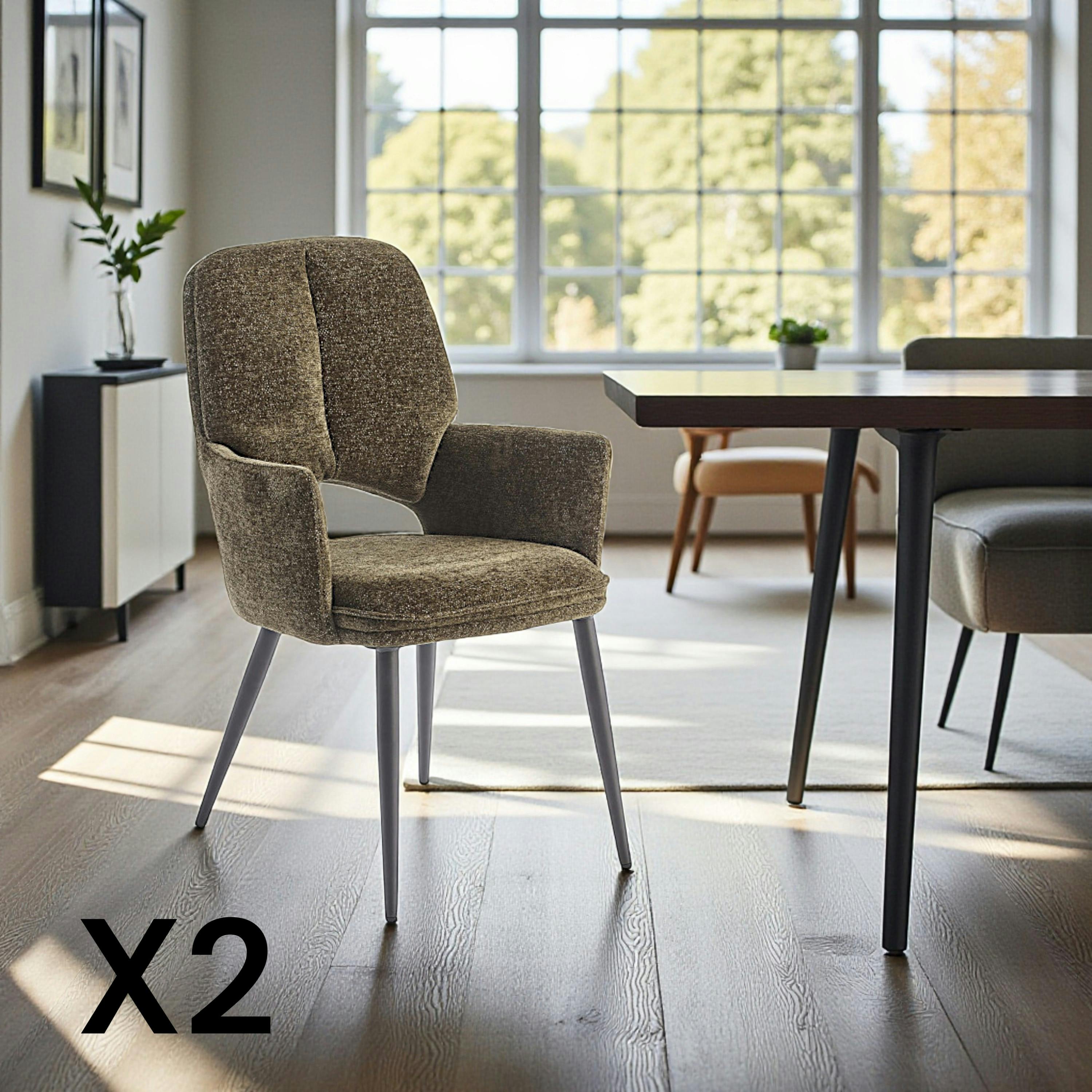 Fauteuil de table vert à dossier ouvert (lot de 2) LIGURIE