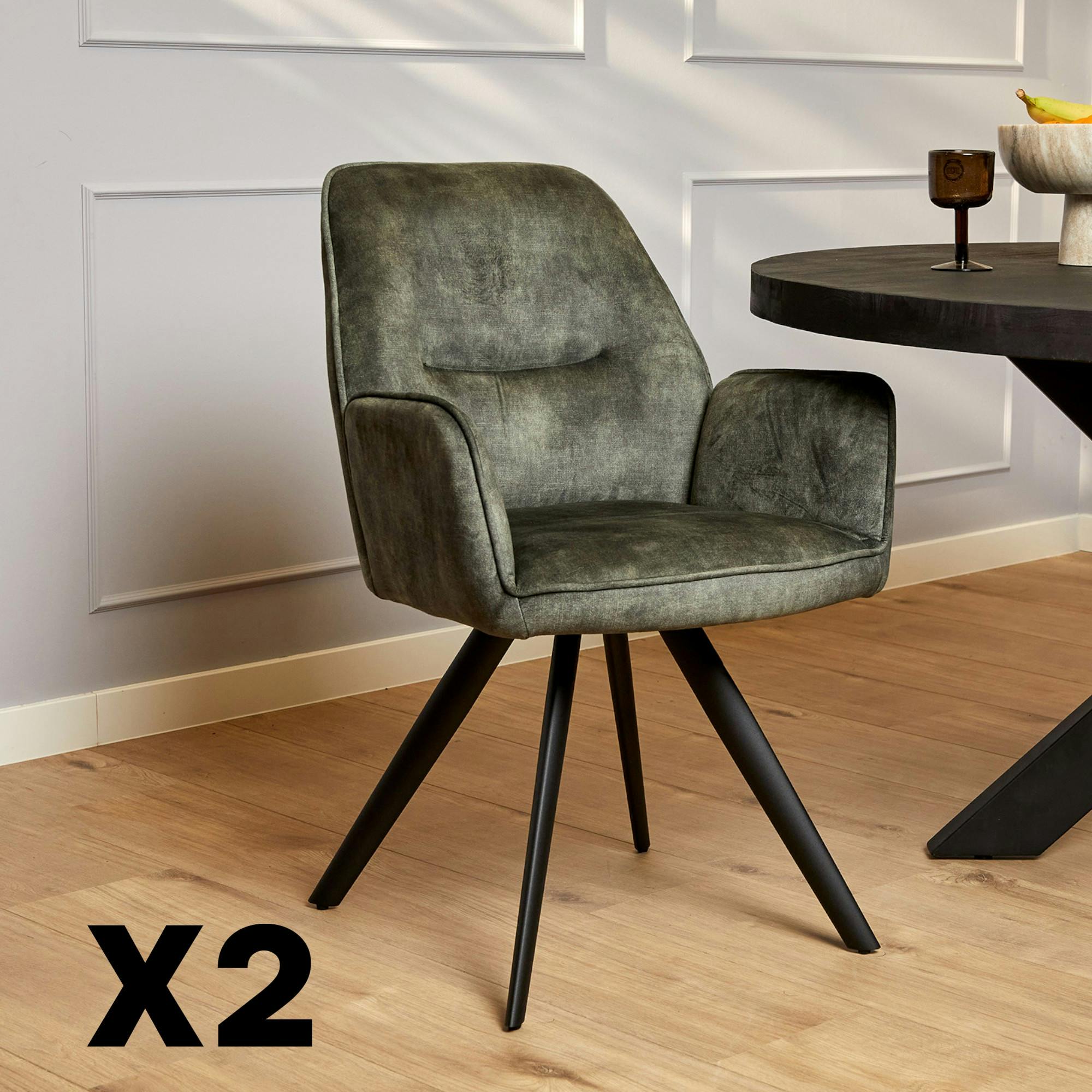Fauteuil de table vert moderne (lot de 2) CORTINA