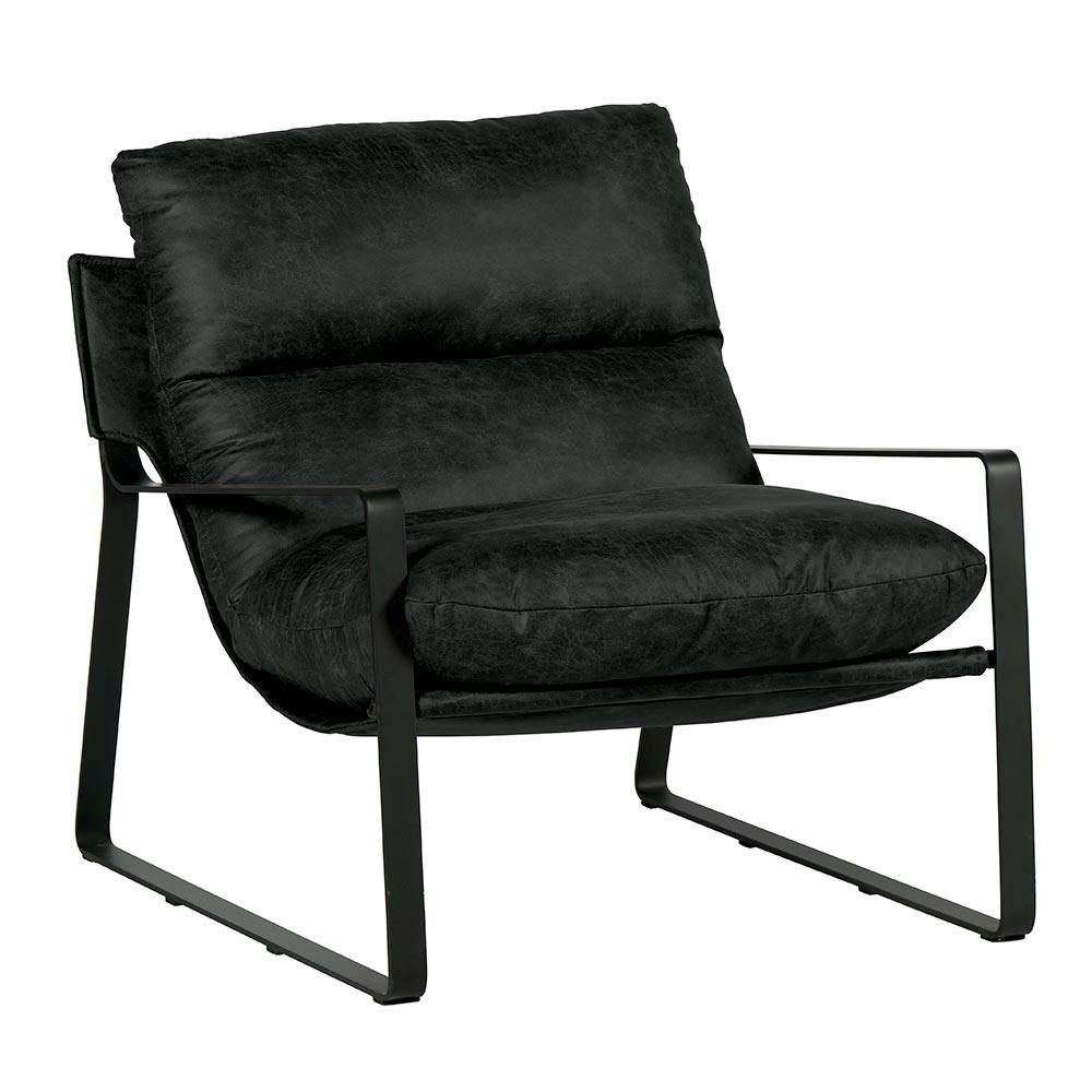 Fauteuil design tissu anthracite et métal EPIKA