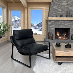 Fauteuil design tissu anthracite et métal EPIKA