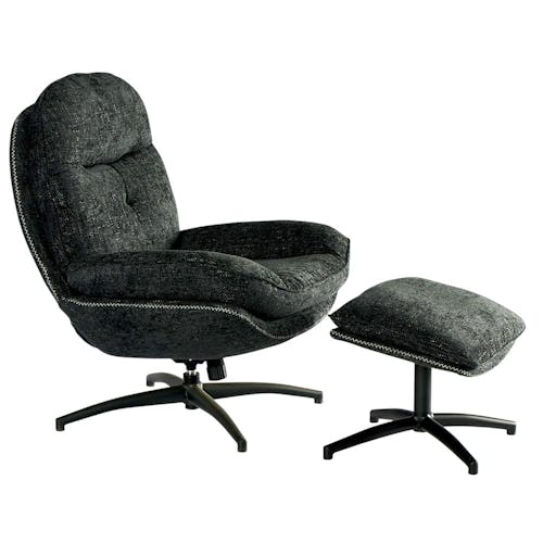 Fauteuil détente pivotant anthracite avec repose pieds IENA