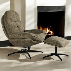 Fauteuil détente pivotant kaki avec repose pieds IENA