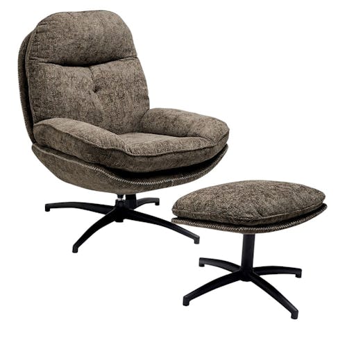 Fauteuil détente pivotant taupe avec repose pieds IENA