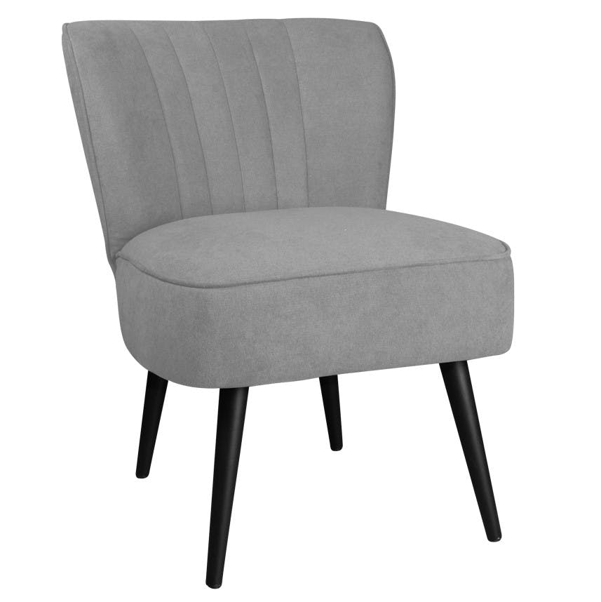 Fauteuil dossier rainuré tissu gris