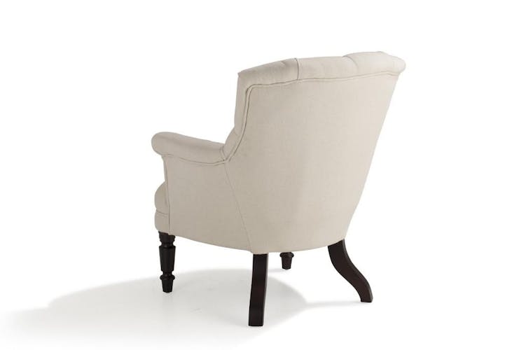 Fauteuil Ecru tissu Coton Lin 65x76x82cm BUTTON