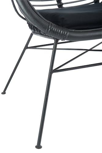 Fauteuil en rotin noir + coussin d'assise H90cm