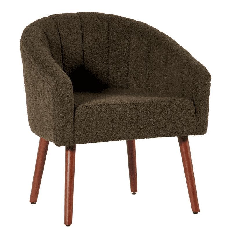 Fauteuil en tissu kaki dossier arrondi MALMOE