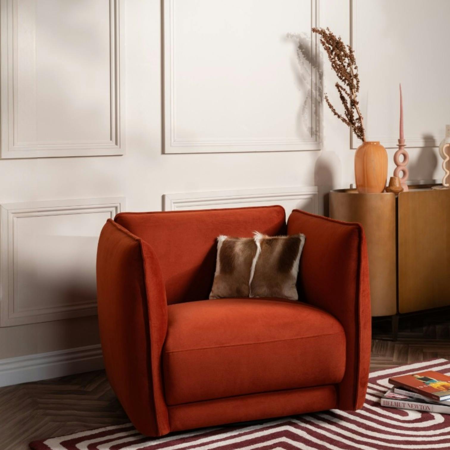 Fauteuil en velours brique SOFIA