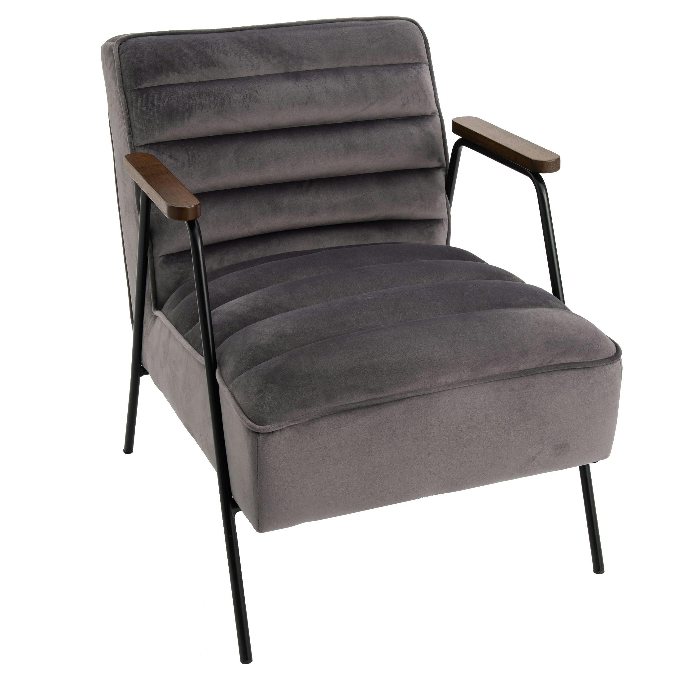 Fauteuil en velours gris