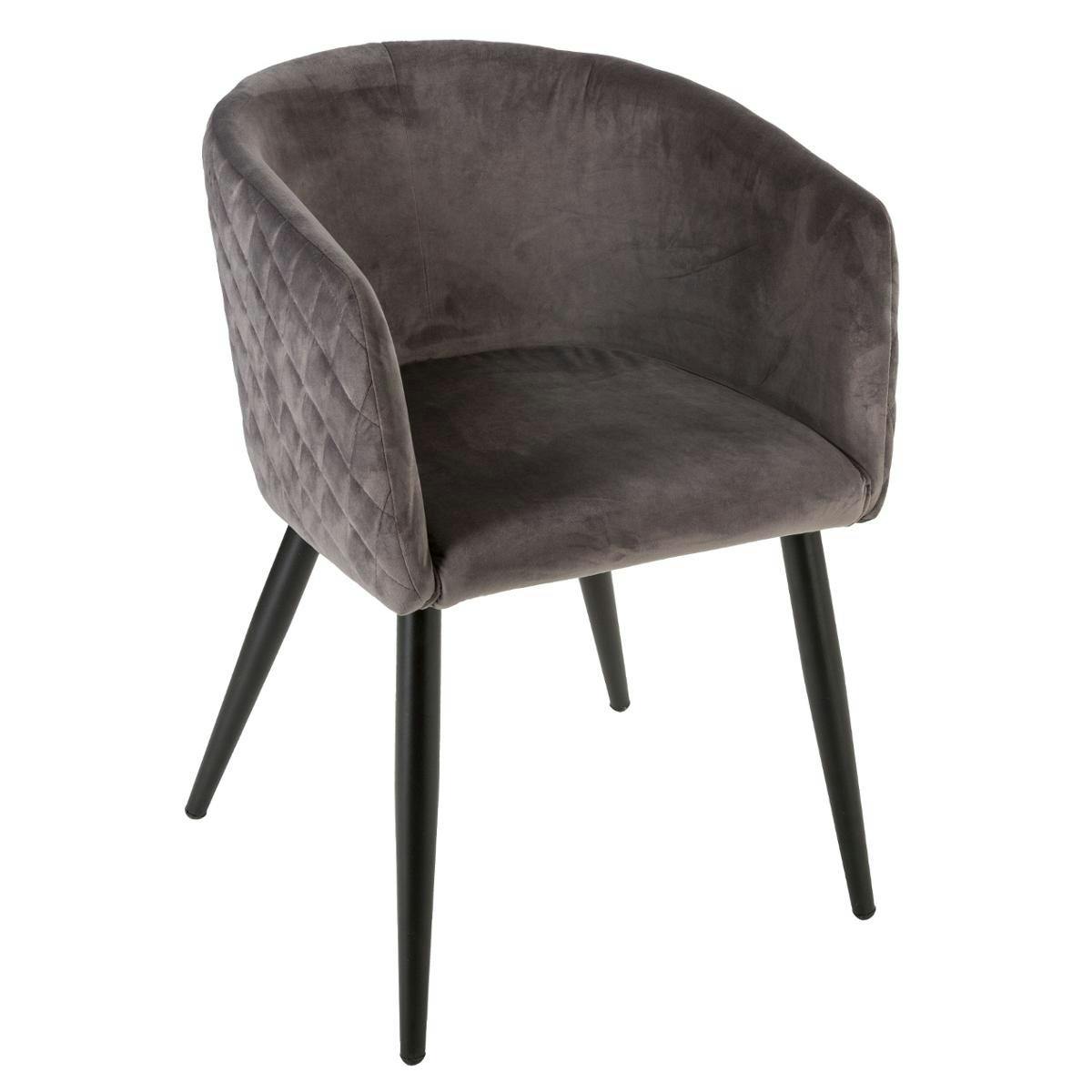 Fauteuil en velours gris foncé à damier