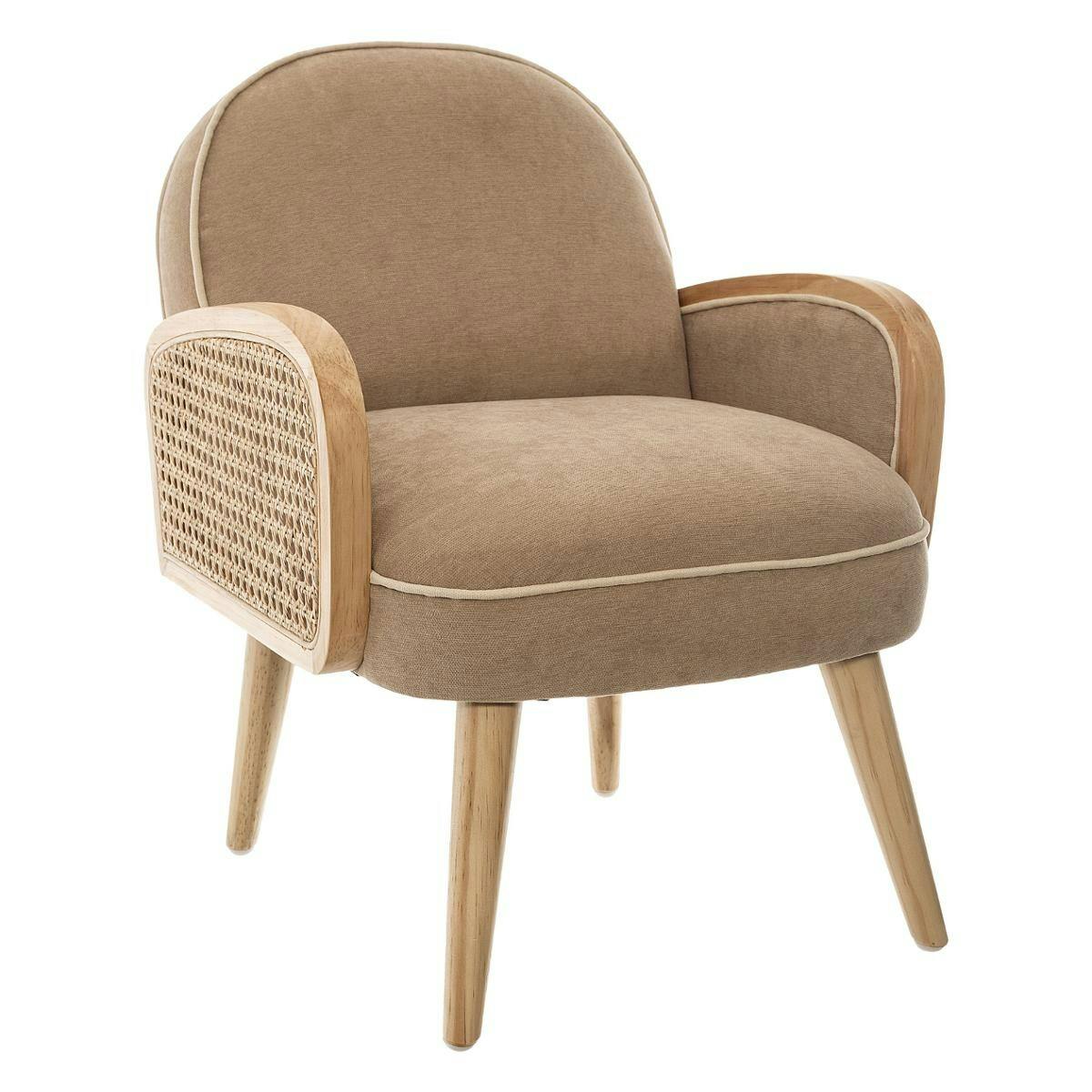 Fauteuil enfant taupe avec cannage
