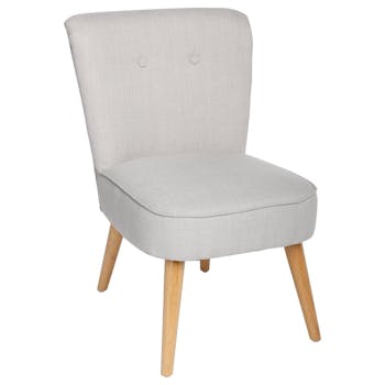Fauteuil esprit Scandinave en tissu gris clair et pieds bois 51x58x76cm