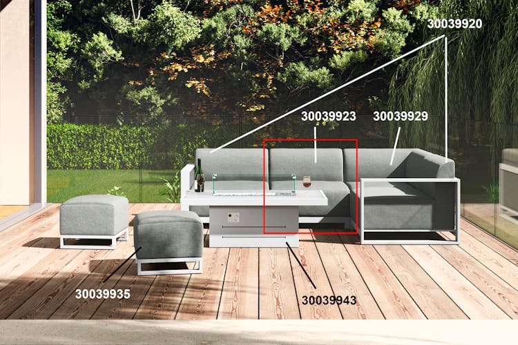 Module fauteuil en aluminium blanc et tissu gris pour salon de jardin design MAJORQUE