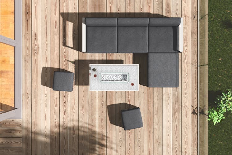 Module fauteuil en aluminium gris et tissu anthracite pour salon de jardin design LANZAROTE