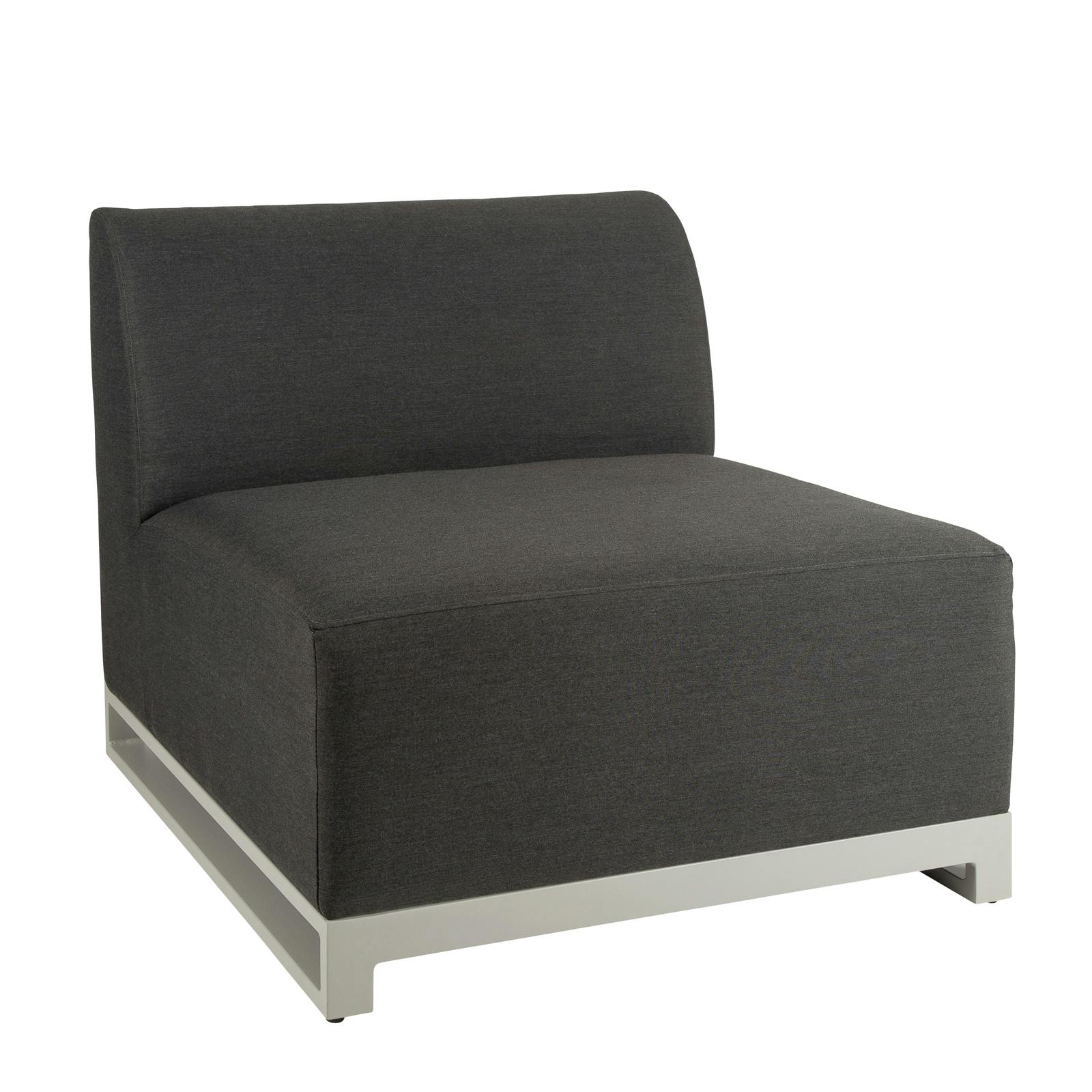 Module fauteuil en aluminium gris et tissu anthracite pour salon de jardin design LANZAROTE