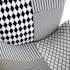 Fauteuil forme design en tissu Patchwork blanc et noir et pieds bois noirs 72x70x83cm URBAN