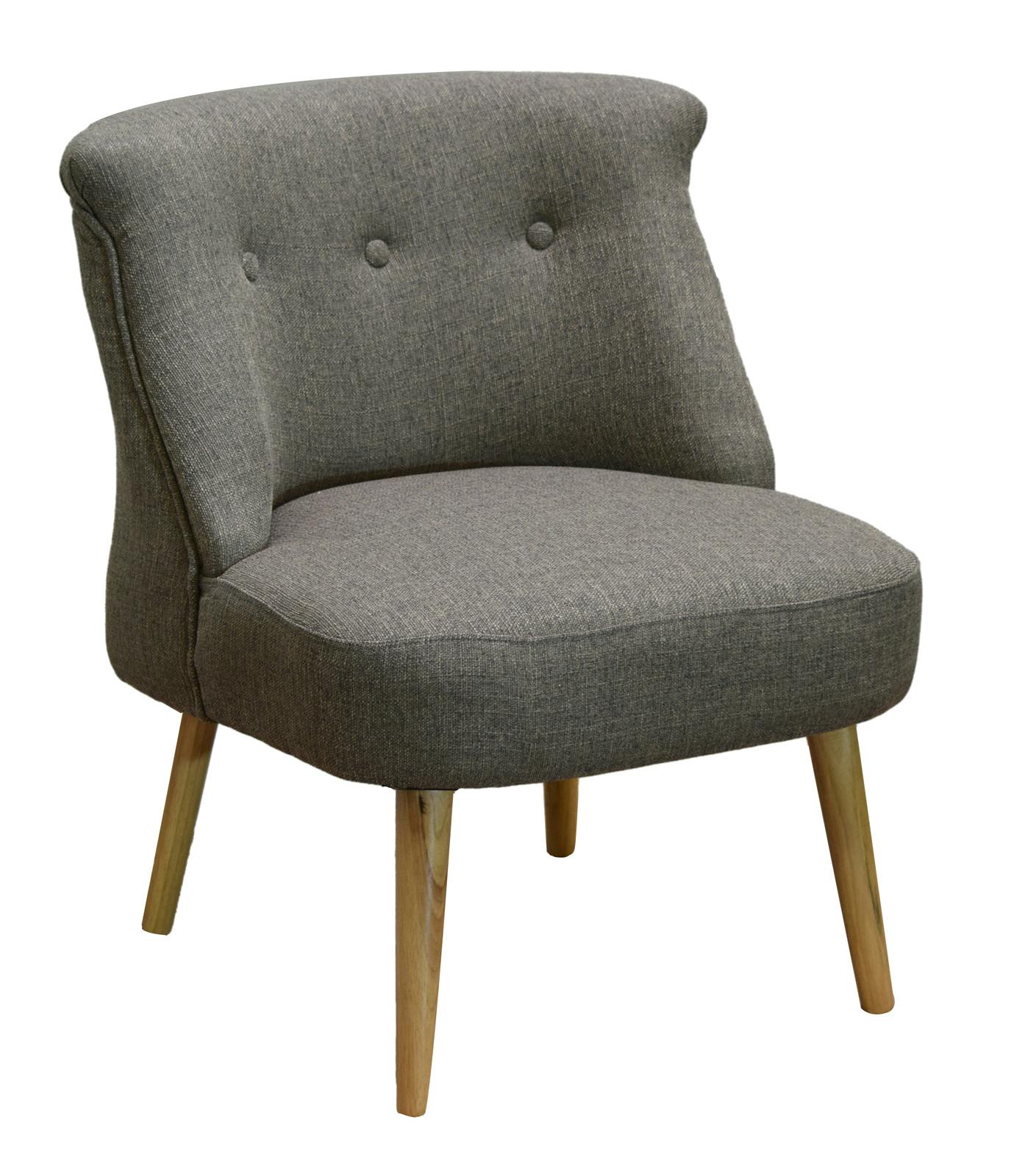Fauteuil gris capitonné crapaud LYLIE