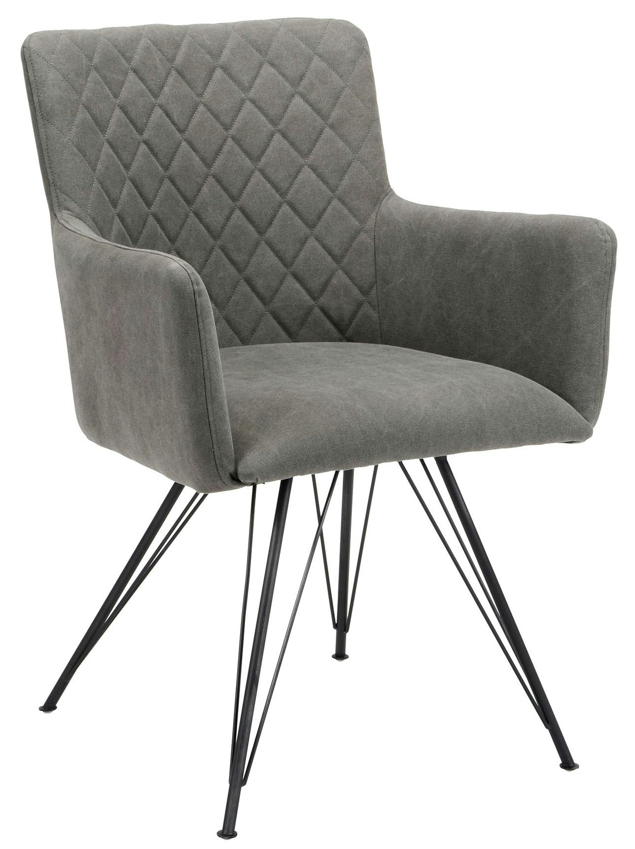 Fauteuil gris coutures pieds métal JAVA