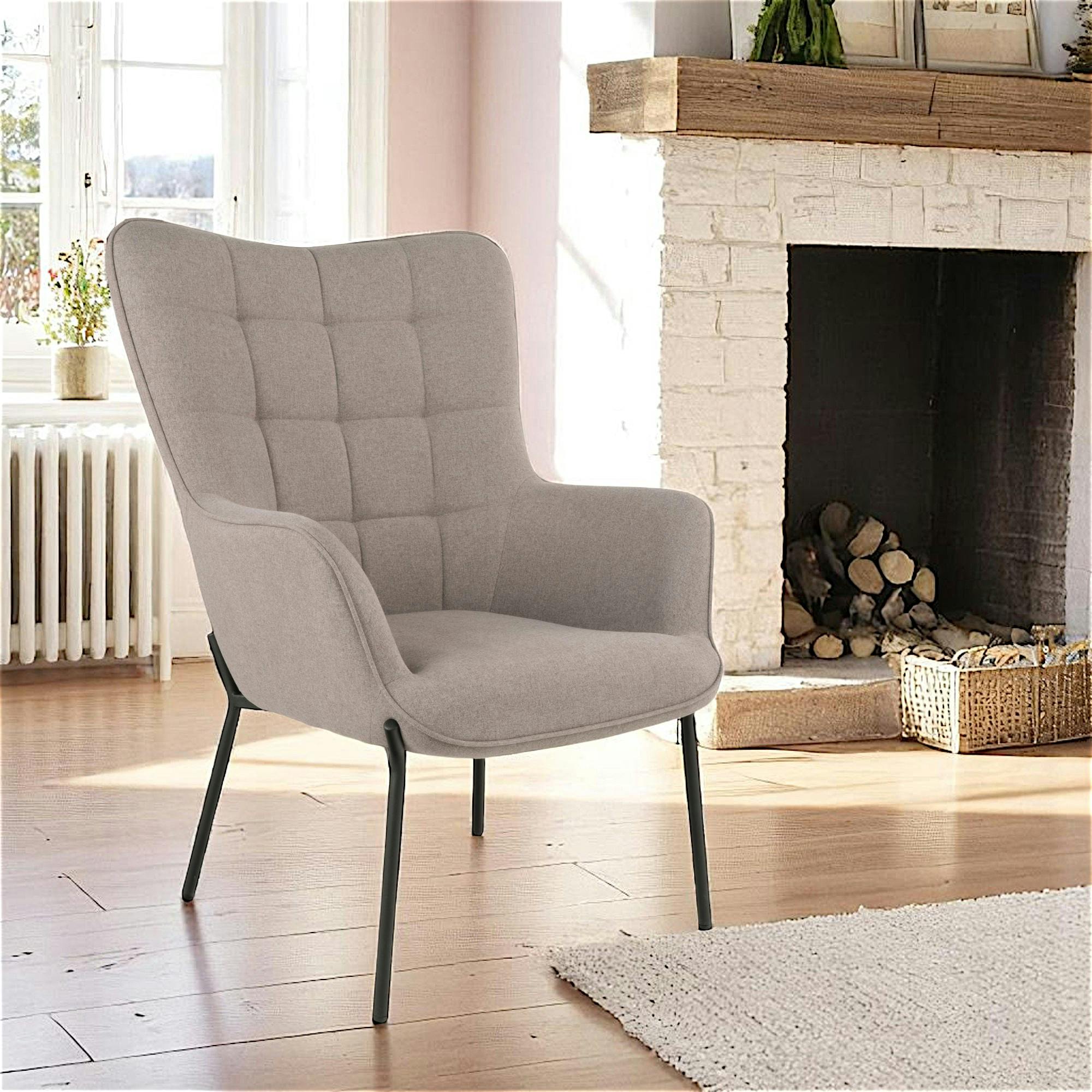 Fauteuil gris minéral moderne avec piqures BERLIN